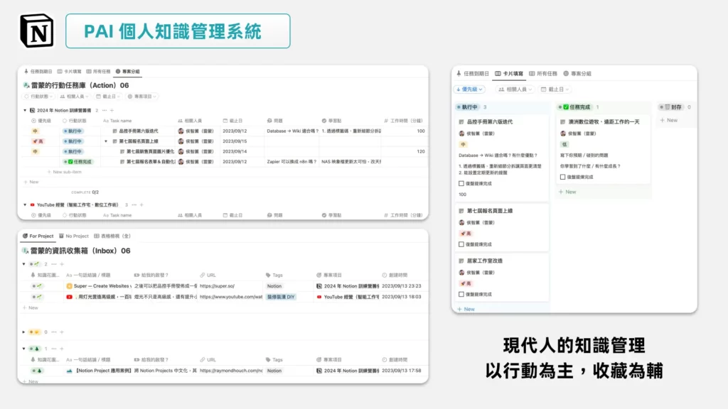 為什麼我不用 PARA 了?別再掉進分類收藏的陷阱,知識管理的 1 個核心原則?(Notion 原創模版) 6 Notion PAI 個人知識管理模版截圖 2 1