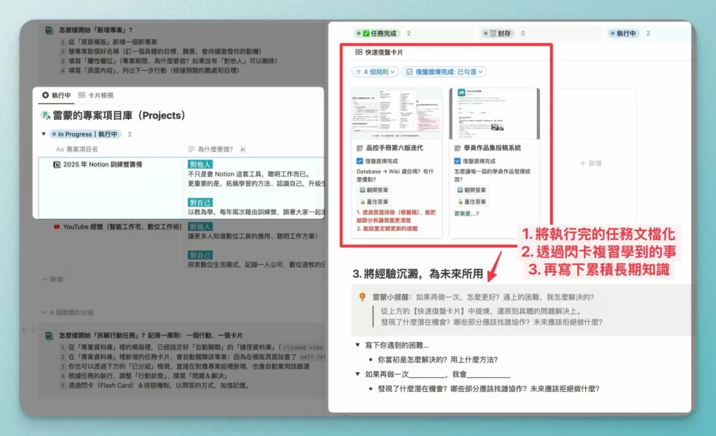 為什麼我不用 PARA 了?別再掉進分類收藏的陷阱,知識管理的 1 個核心原則?(Notion 原創模版) 12 PAI 復盤卡片 長期知識