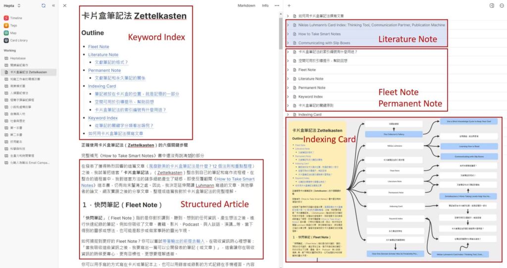 zettelkasten in heptabase