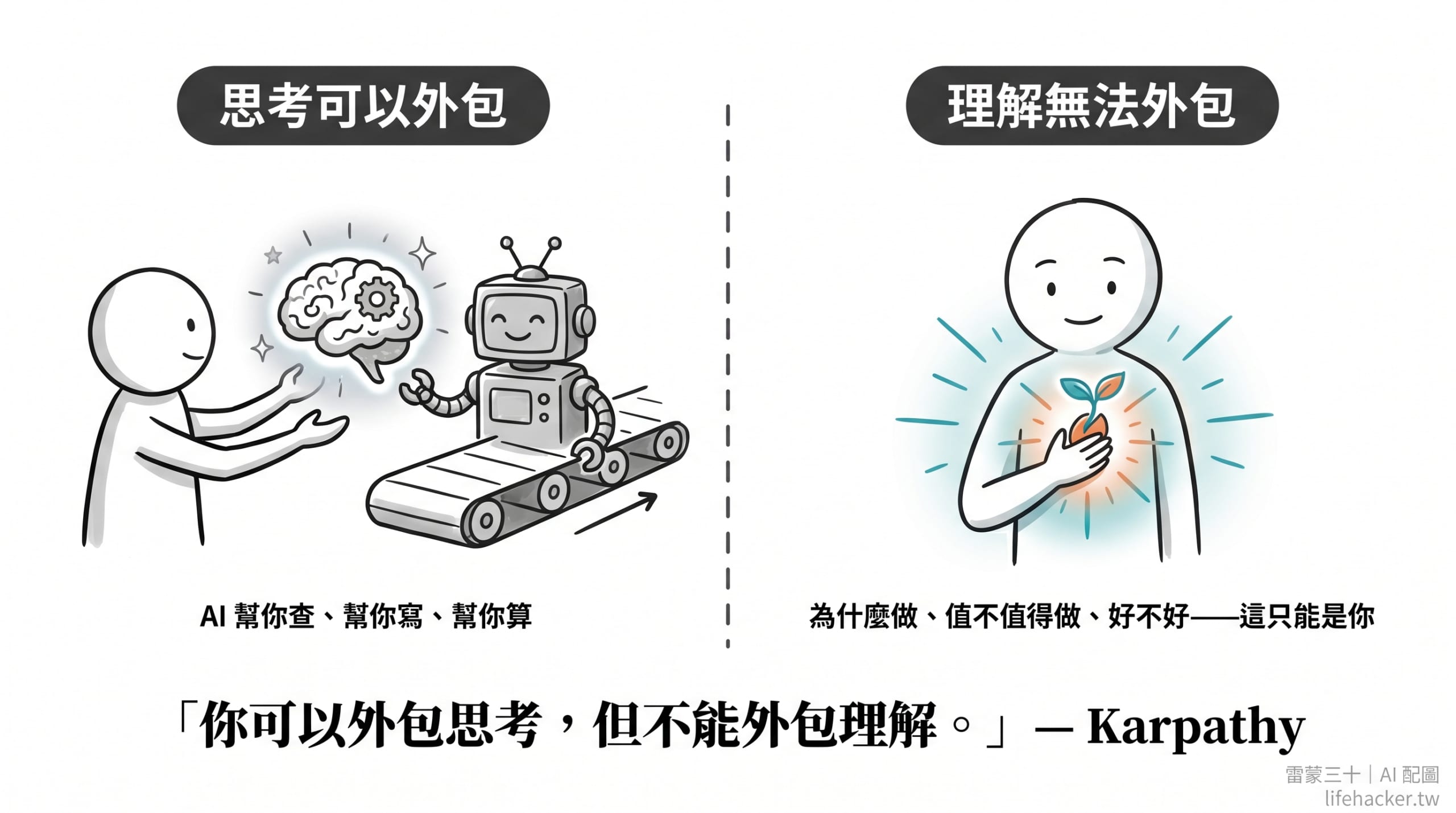 Outsource your thinking but not your understanding - Andrej Karpathy AI era key insight